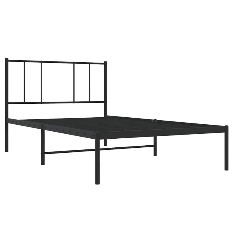 Metalinis lovos rėmas su galvūgaliu, juodos spalvos, 75x190cm