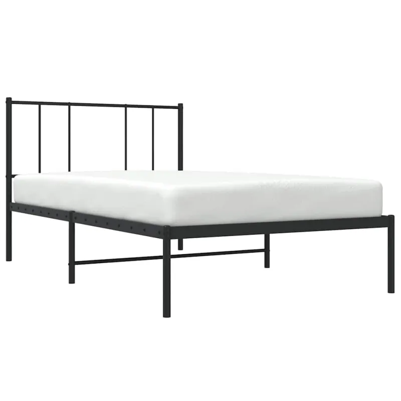 Metalinis lovos rėmas su galvūgaliu, juodos spalvos, 75x190cm