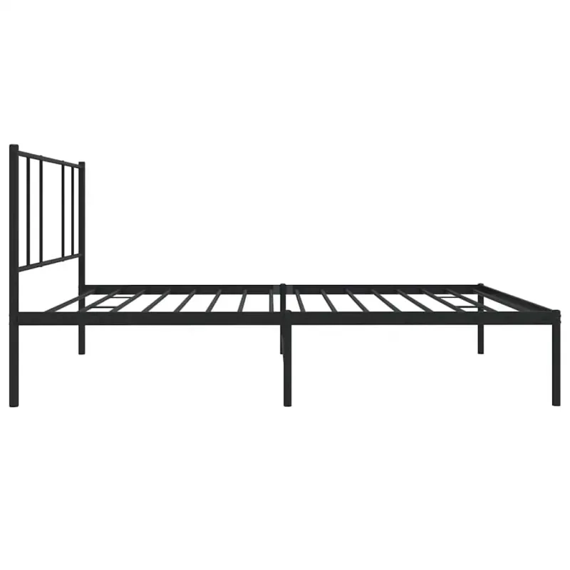 Metalinis lovos rėmas su galvūgaliu, juodos spalvos, 75x190cm