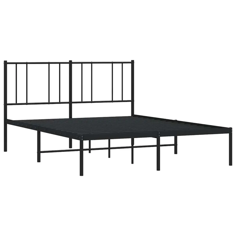 Metalinis lovos rėmas su galvūgaliu, juodos spalvos, 135x190cm