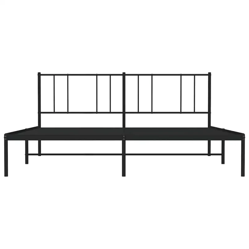 Metalinis lovos rėmas su galvūgaliu, juodos spalvos, 183x213cm