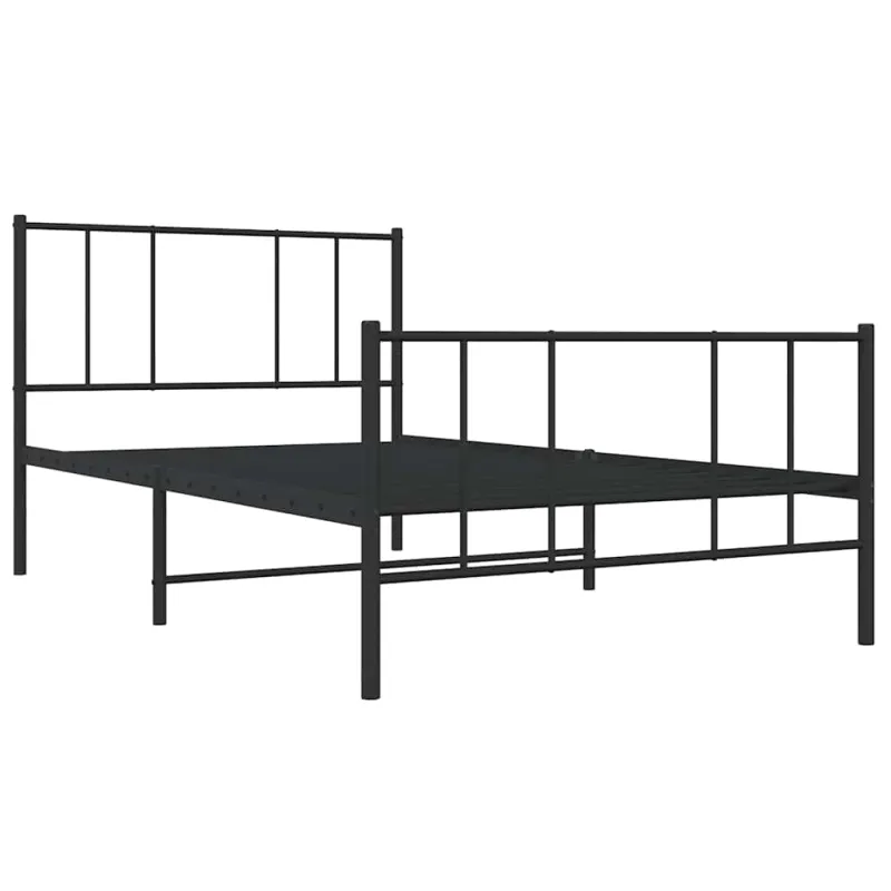Lovos rėmas su galvūgaliu/kojūgaliu, juodas, 75x190cm, metalas