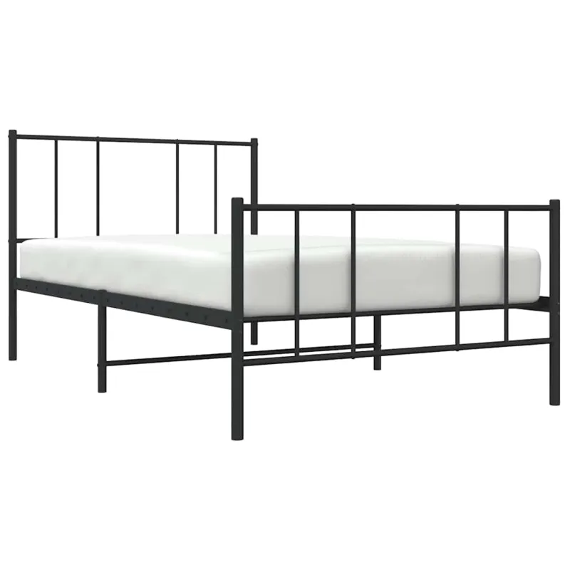 Lovos rėmas su galvūgaliu/kojūgaliu, juodas, 75x190cm, metalas
