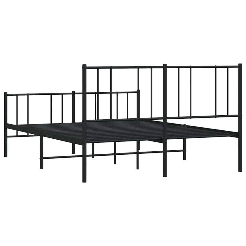 Lovos rėmas su galvūgaliu/kojūgaliu, juodas, 150x200cm, metalas