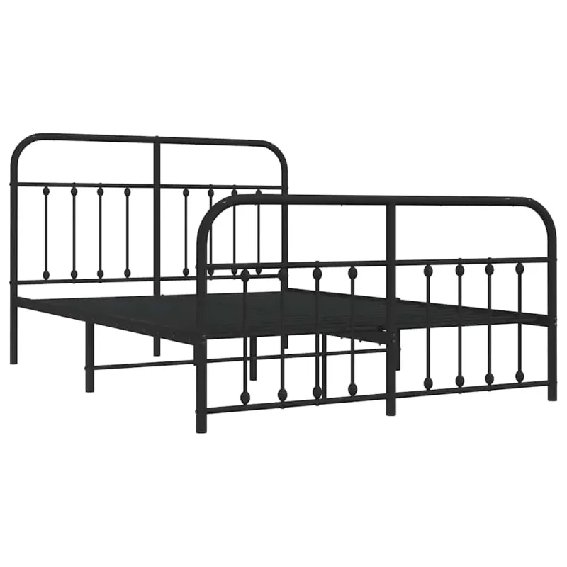 Lovos rėmas su galvūgaliu/kojūgaliu, juodas, 135x190cm, metalas