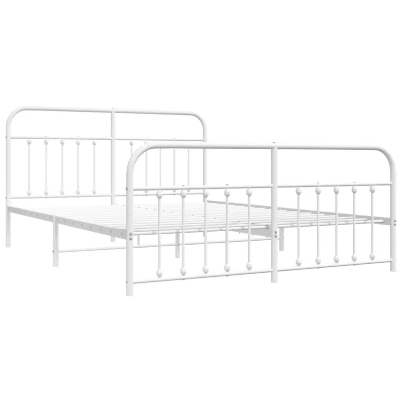 Lovos rėmas su galvūgaliu/kojūgaliu, baltas, 183x213cm, metalas