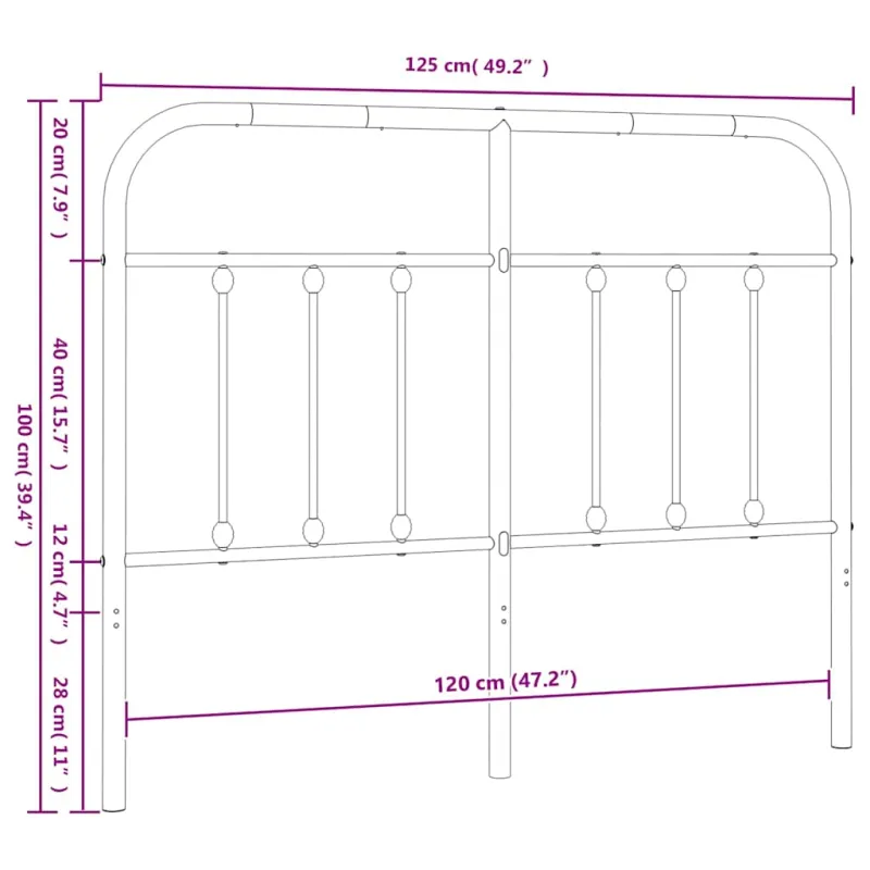 Metalinis pakaitinis galvūgalis, baltos spalvos, 120cm