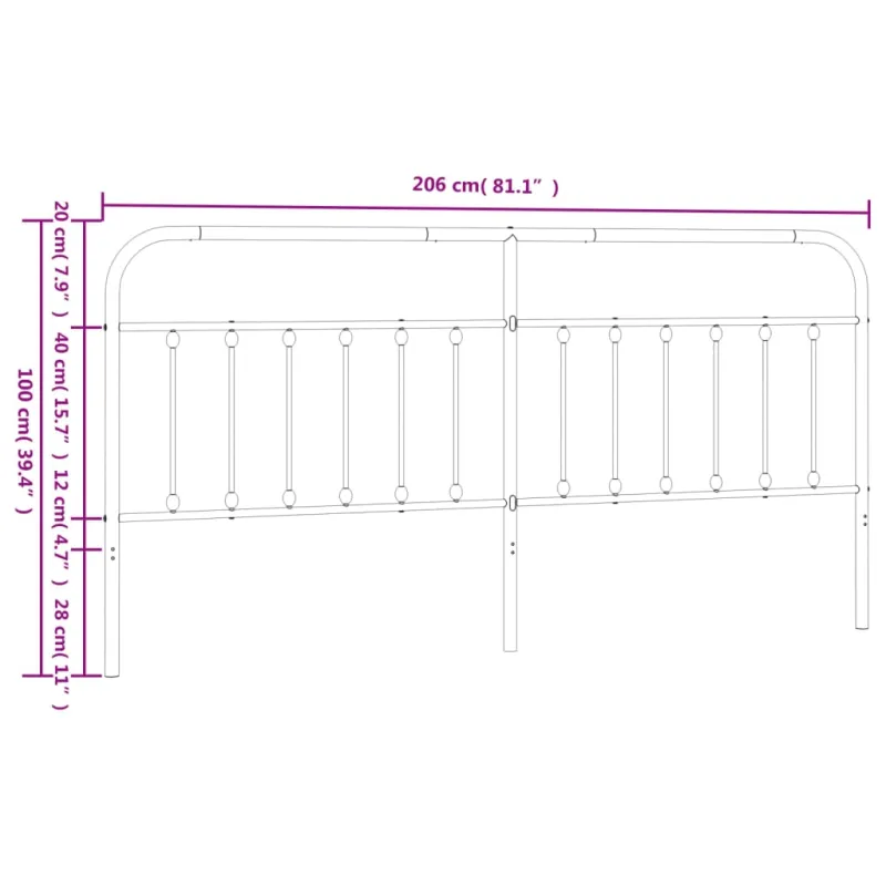 Metalinis pakaitinis galvūgalis, baltos spalvos, 200cm