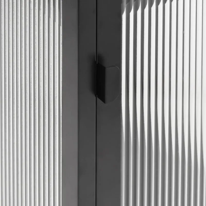 Šoninė spintelė, juoda, 105x35x70cm, stiklas ir plienas