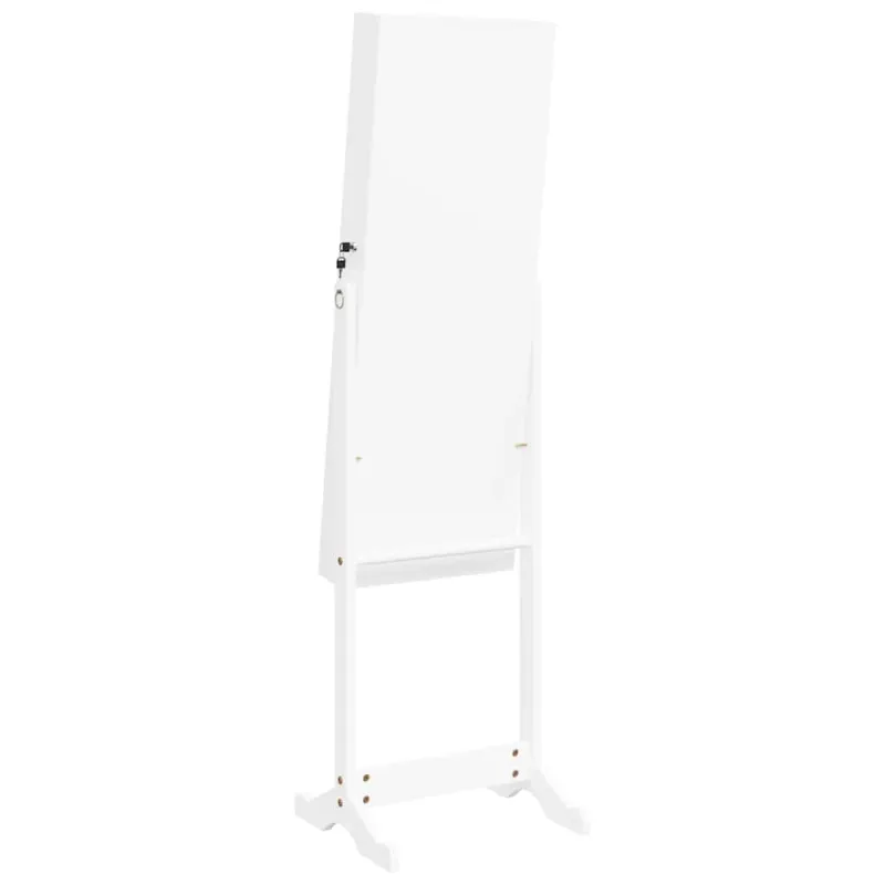 Veidrodinė papuošalų spintelė su LED, balta, laisvai pastatoma