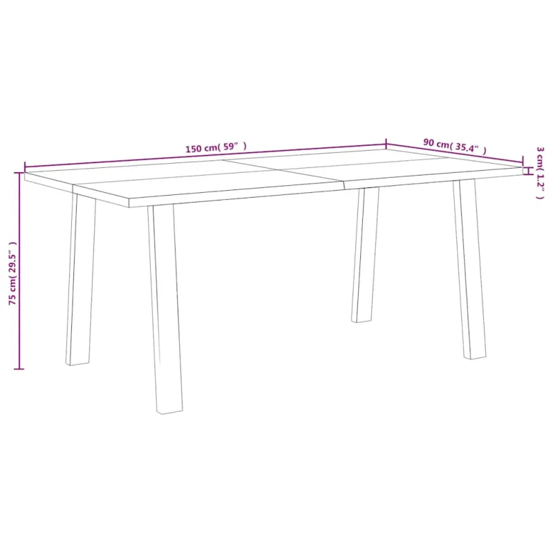Valgomojo stalas, 150x90x75cm, akacijos medienos masyvas