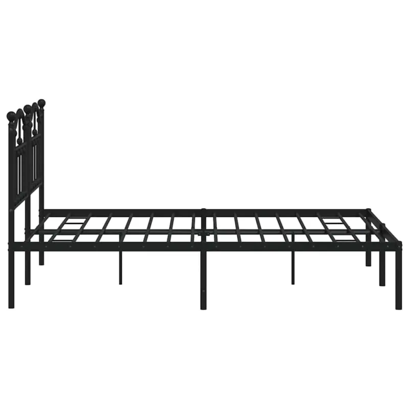 Metalinis lovos rėmas su galvūgaliu, juodos spalvos, 135x190cm