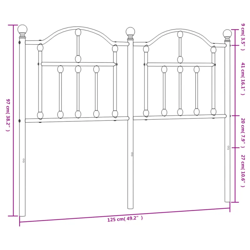 Metalinis pakaitinis galvūgalis, juodos spalvos, 120cm