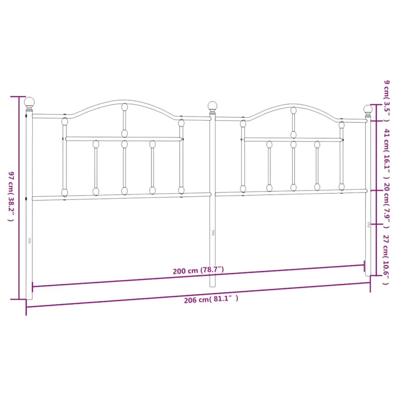 Metalinis pakaitinis galvūgalis, juodos spalvos, 200cm