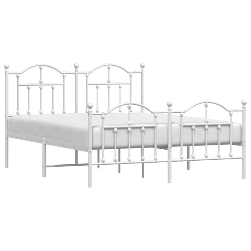 Lovos rėmas su galvūgaliu/kojūgaliu, baltas, 135x190cm, metalas