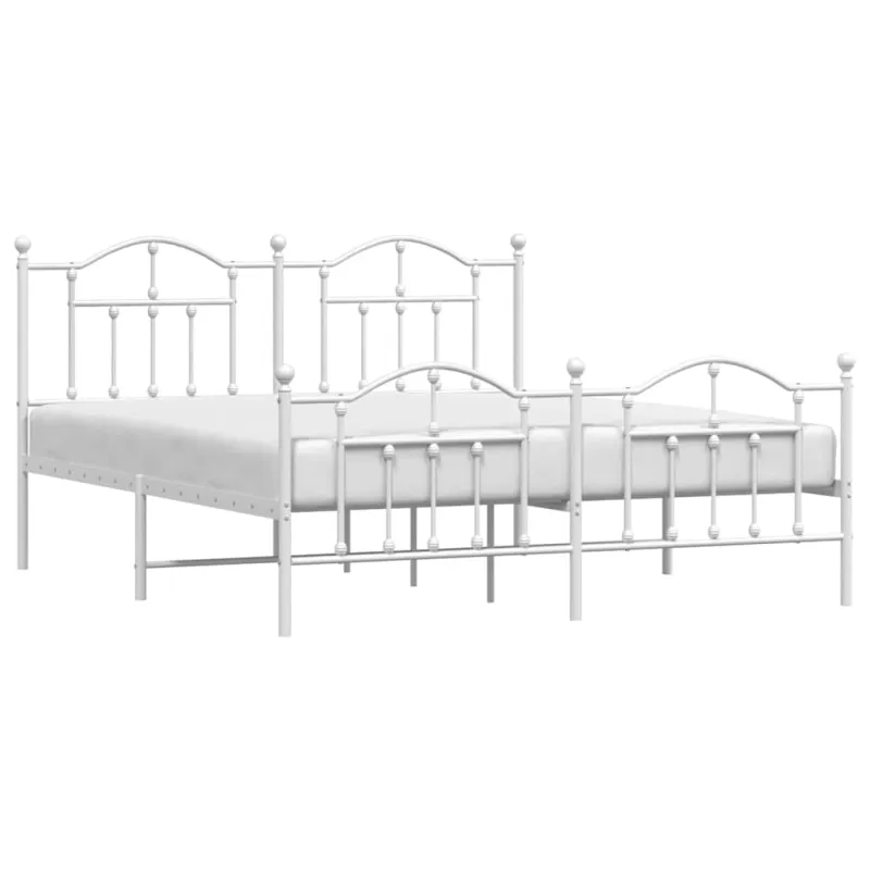 Lovos rėmas su galvūgaliu/kojūgaliu, baltas, 183x213cm, metalas