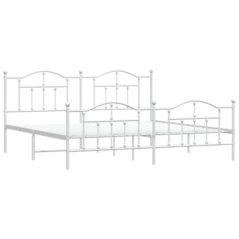 Lovos rėmas su galvūgaliu/kojūgaliu, baltas, 200x200cm, metalas