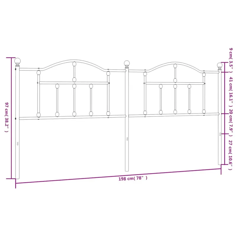 Metalinis pakaitinis galvūgalis, baltos spalvos, 193cm