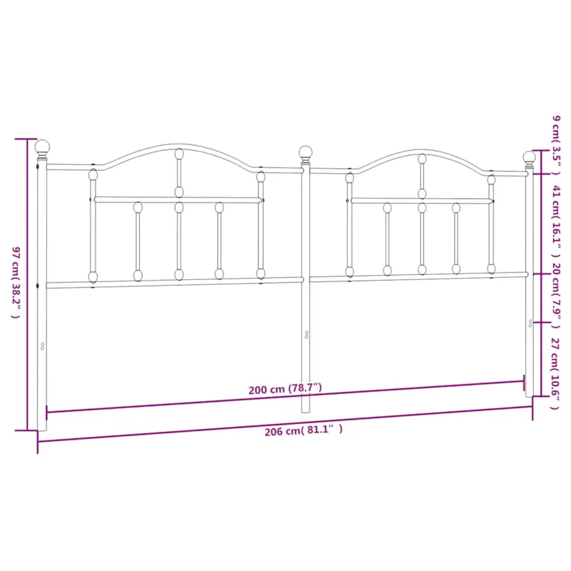Metalinis pakaitinis galvūgalis, baltos spalvos, 200cm