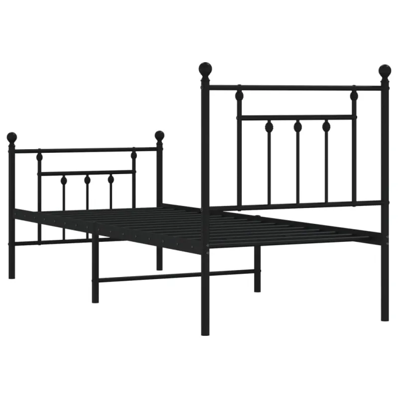 Lovos rėmas su galvūgaliu/kojūgaliu, juodas, 75x190cm, metalas