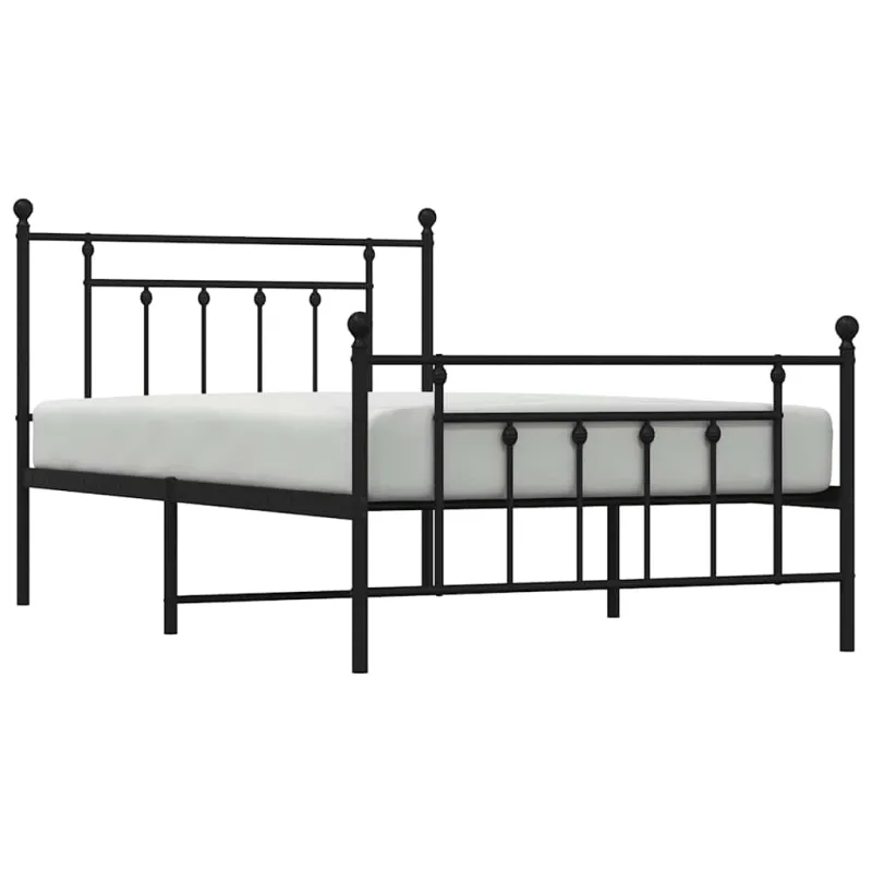 Lovos rėmas su galvūgaliu/kojūgaliu, juodas, 100x200cm, metalas