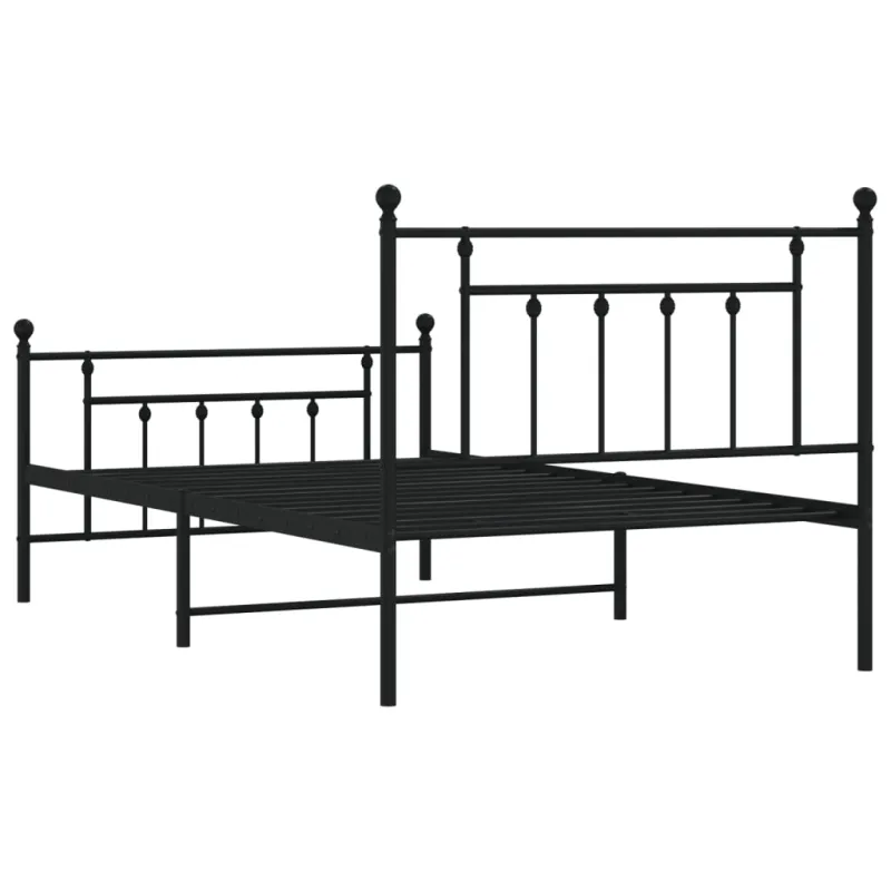 Lovos rėmas su galvūgaliu/kojūgaliu, juodas, 107x203cm, metalas