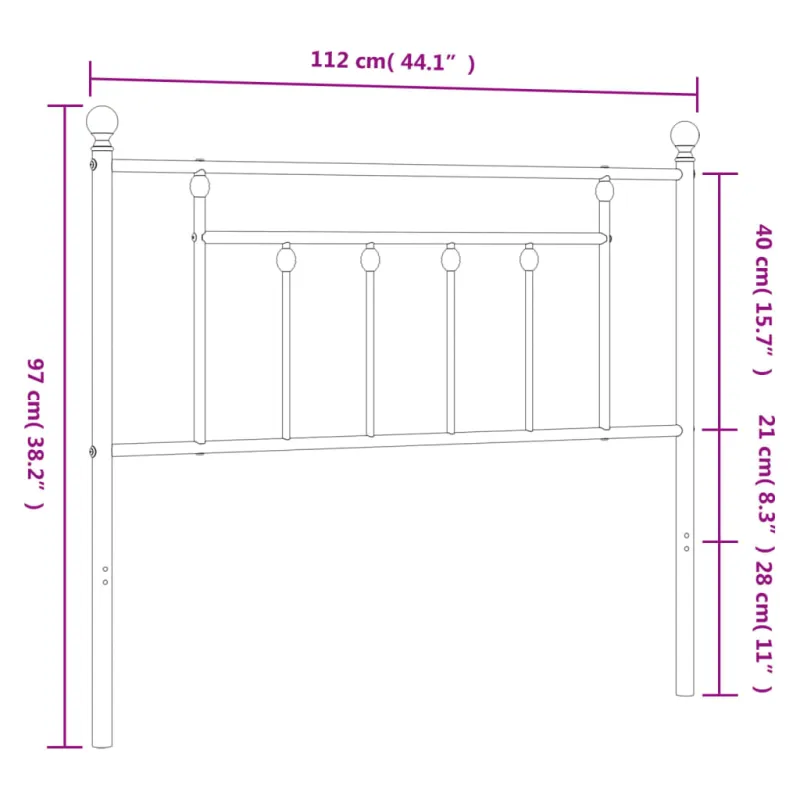 Metalinis pakaitinis galvūgalis, baltos spalvos, 107cm