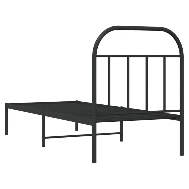 Metalinis lovos rėmas su galvūgaliu, juodos spalvos, 75x190cm