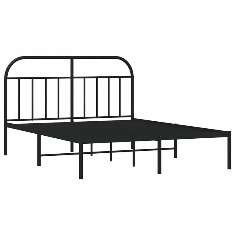 Metalinis lovos rėmas su galvūgaliu, juodos spalvos, 150x200cm