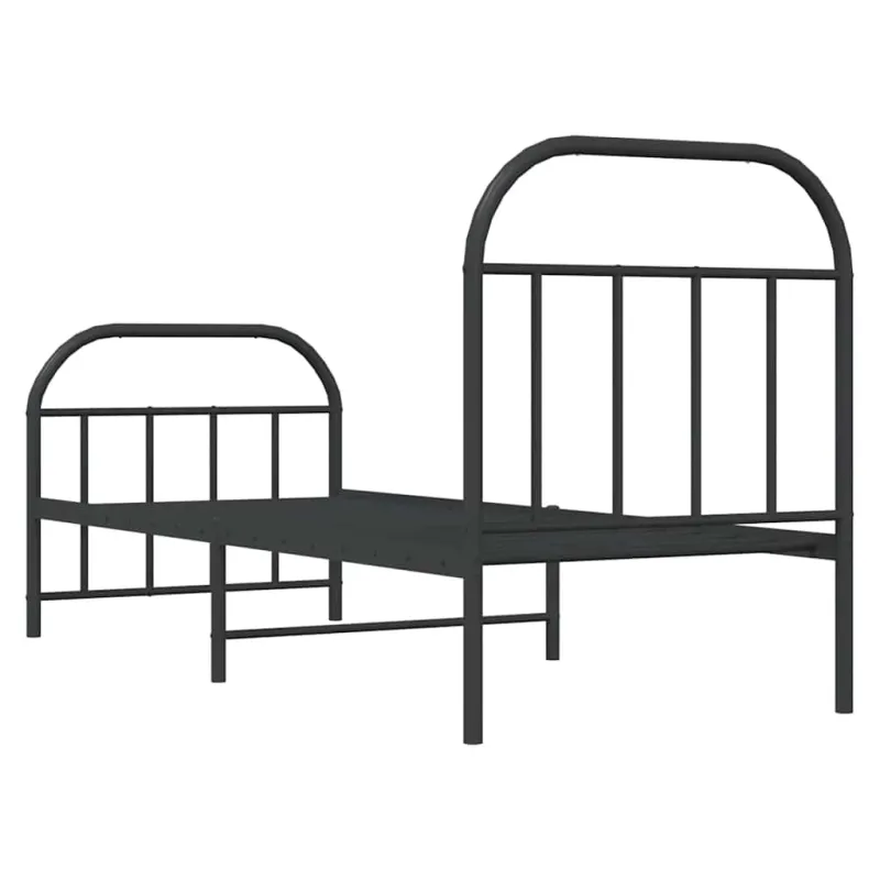 Lovos rėmas su galvūgaliu/kojūgaliu, juodas, 75x190cm, metalas