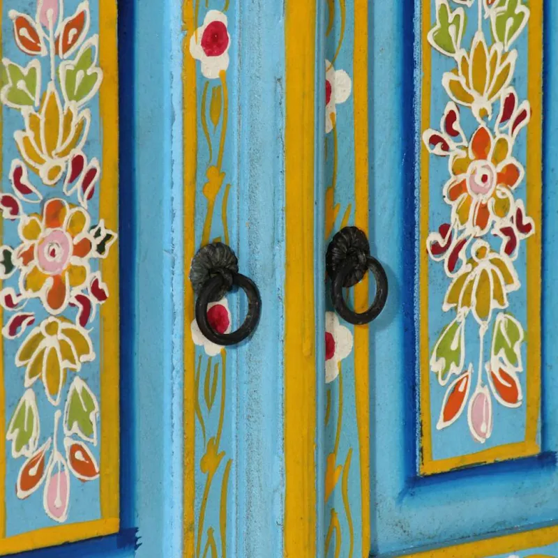 Televizoriaus spintelė, mėlyna, 110x30x40cm, mango masyvas
