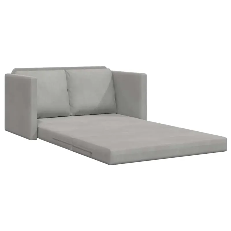 Grindų sofa-lova, 2-1, šviesiai pilka, 122x204x55cm, aksomas
