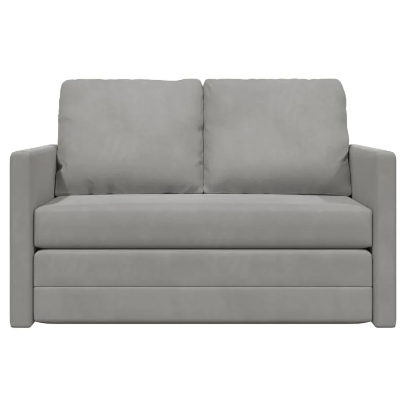 Grindų sofa-lova, 2-1, šviesiai pilka, 122x204x55cm, aksomas