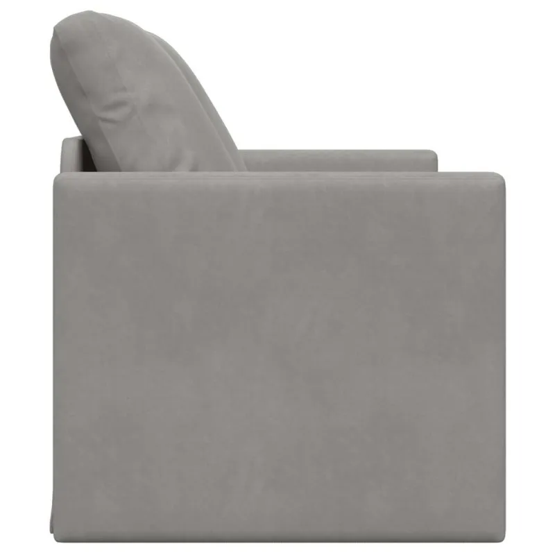 Grindų sofa-lova, 2-1, šviesiai pilka, 122x204x55cm, aksomas