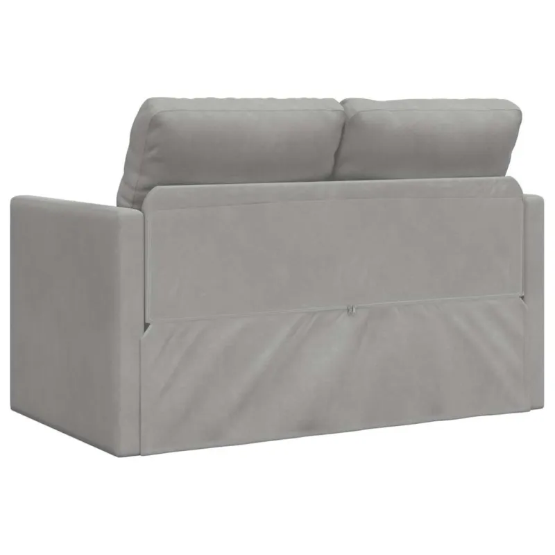 Grindų sofa-lova, 2-1, šviesiai pilka, 122x204x55cm, aksomas