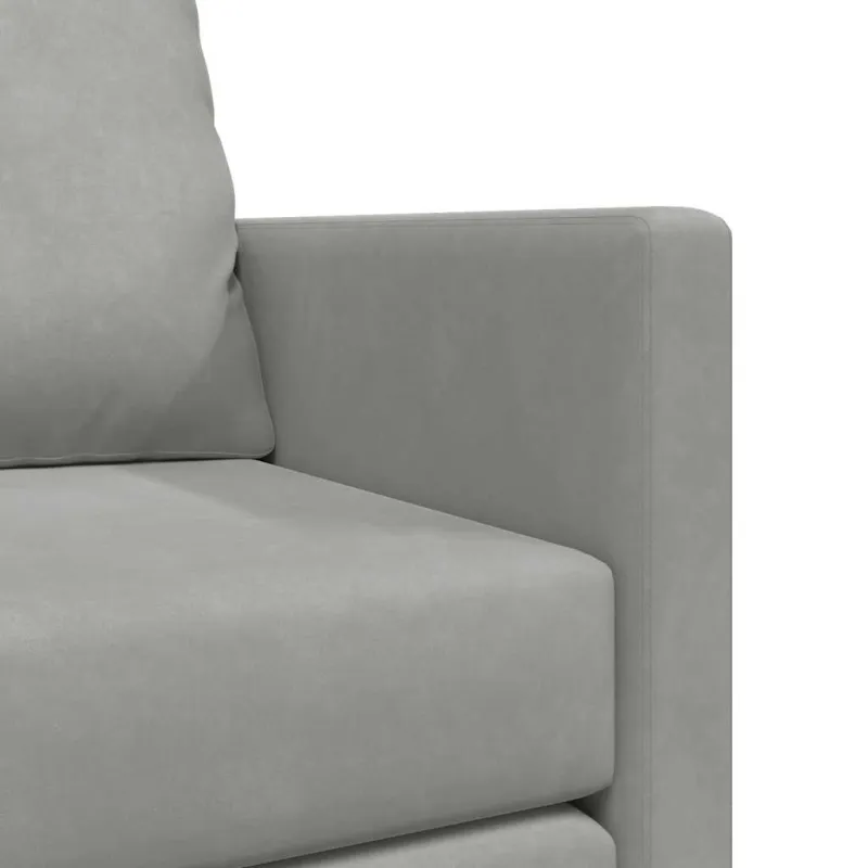 Grindų sofa-lova, 2-1, šviesiai pilka, 122x204x55cm, aksomas