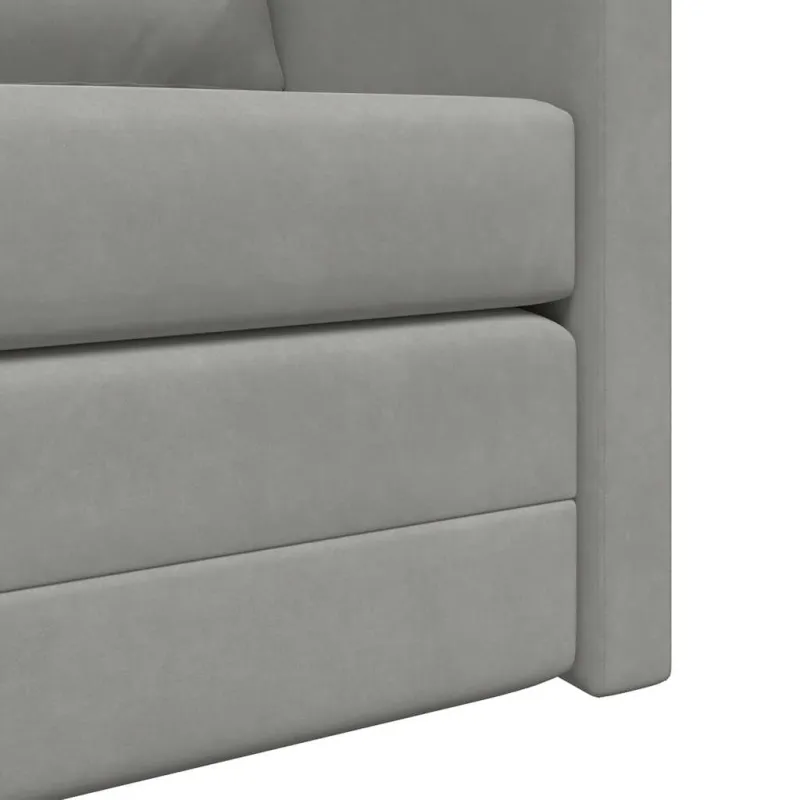 Grindų sofa-lova, 2-1, šviesiai pilka, 122x204x55cm, aksomas