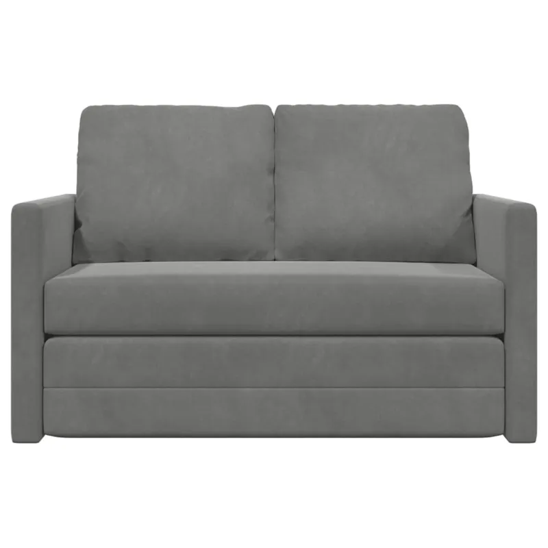 Grindų sofa-lova, 2-1, tamsiai pilka, 122x204x55cm, aksomas