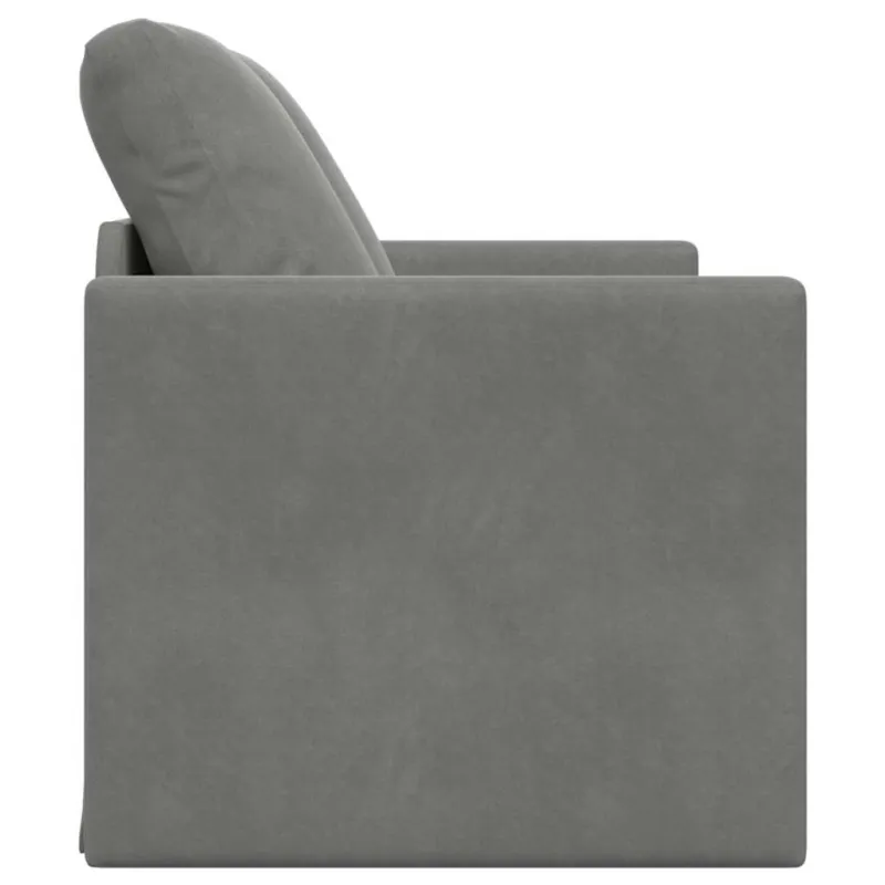 Grindų sofa-lova, 2-1, tamsiai pilka, 122x204x55cm, aksomas