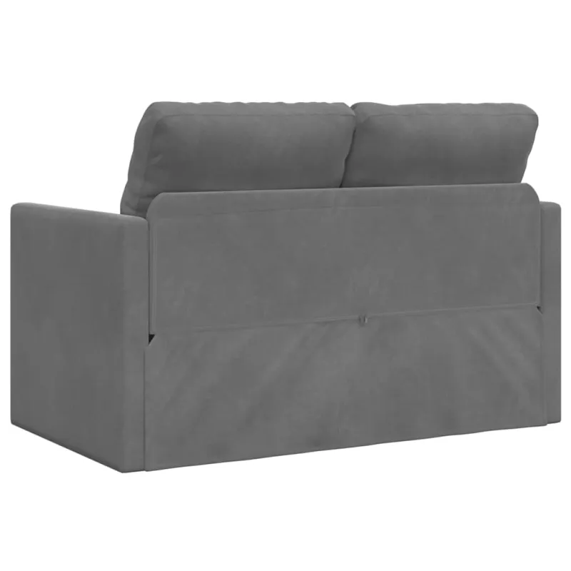 Grindų sofa-lova, 2-1, tamsiai pilka, 122x204x55cm, aksomas