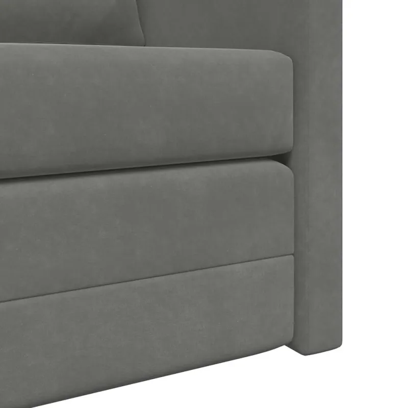 Grindų sofa-lova, 2-1, tamsiai pilka, 122x204x55cm, aksomas