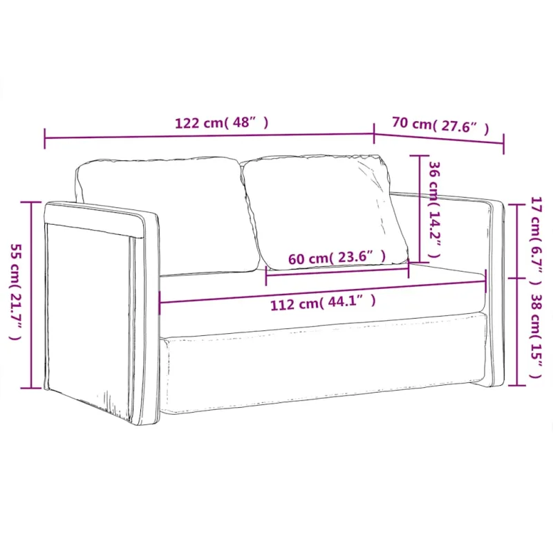Grindų sofa-lova, 2-1, tamsiai pilka, 122x204x55cm, aksomas
