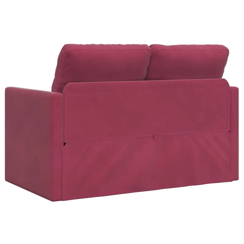 Grindų sofa-lova, 2-1, raudonojo vyno, 122x204x55cm, aksomas