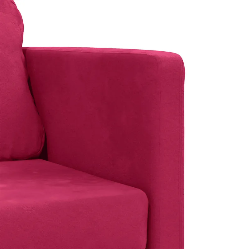 Grindų sofa-lova, 2-1, raudonojo vyno, 122x204x55cm, aksomas