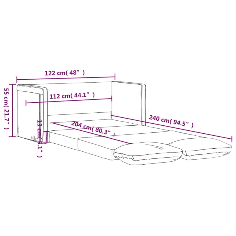 Grindų sofa-lova, 2-1, raudonojo vyno, 122x204x55cm, aksomas