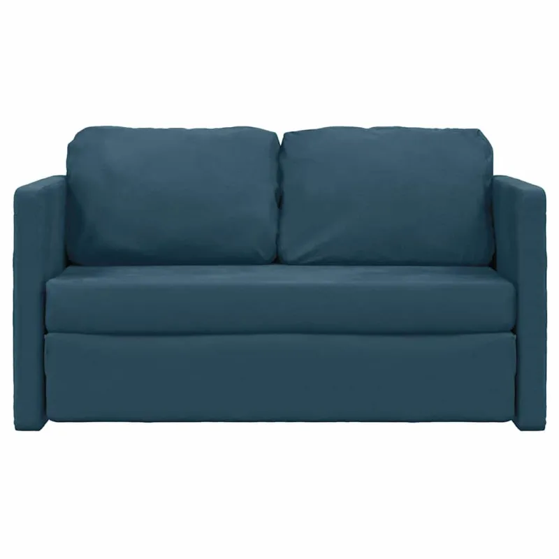 Grindų sofa-lova, 2-1, mėlynos spalvos, 122x204x55cm, aksomas