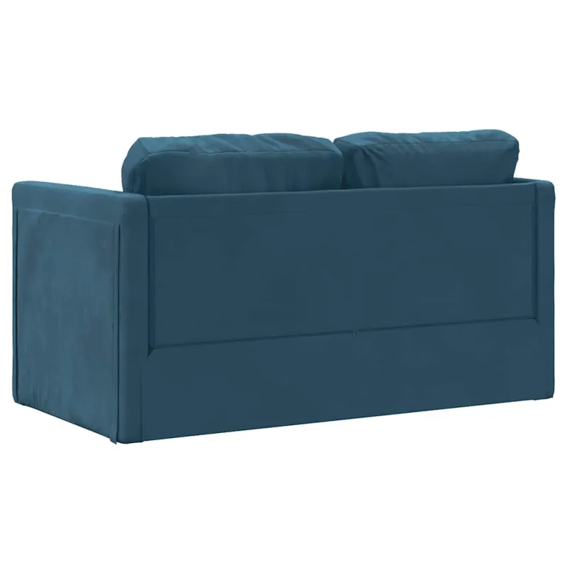Grindų sofa-lova, 2-1, mėlynos spalvos, 122x204x55cm, aksomas