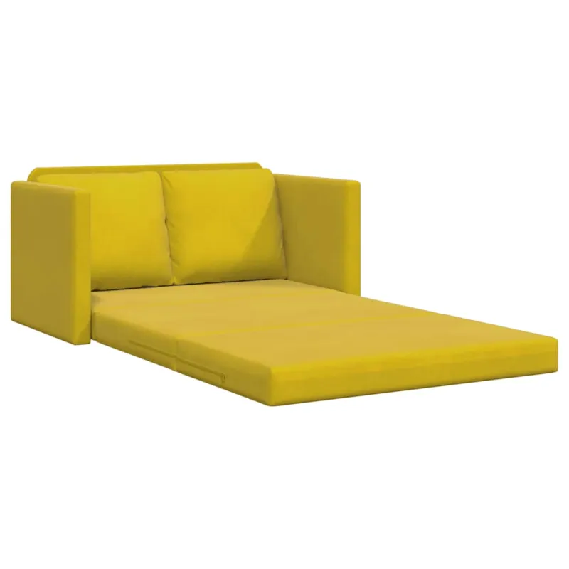 Grindų sofa-lova, 2-1, tamsiai geltona, 122x204x55cm, aksomas