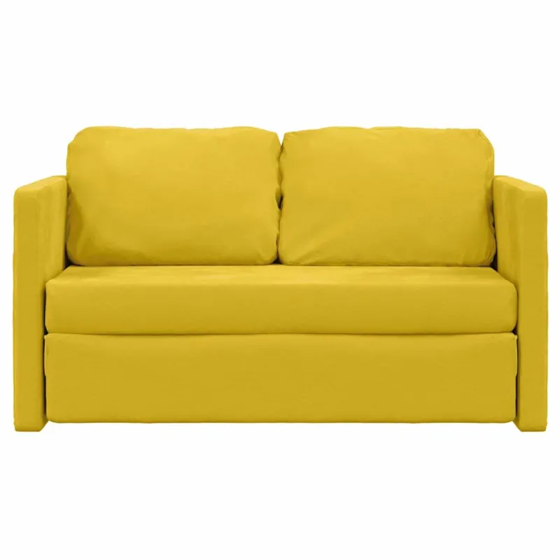 Grindų sofa-lova, 2-1, tamsiai geltona, 122x204x55cm, aksomas
