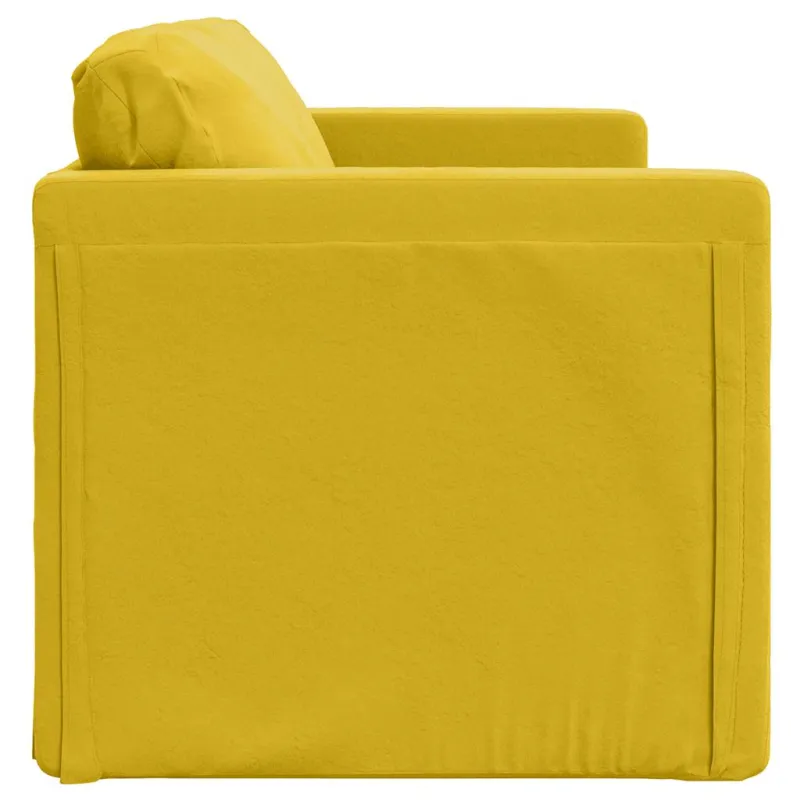 Grindų sofa-lova, 2-1, tamsiai geltona, 122x204x55cm, aksomas